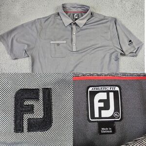 Footjoy FJ Golf Polo Shirt Mens XL Pinpoint Gray Pocket Performance Stretch
